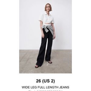 Zara black wide leg full length jean